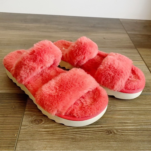 Koolaburra Ugg Pink Furr-ah Fiesta Faux Fur Fuzzy Slip On Shoes - Picture 1 of 5